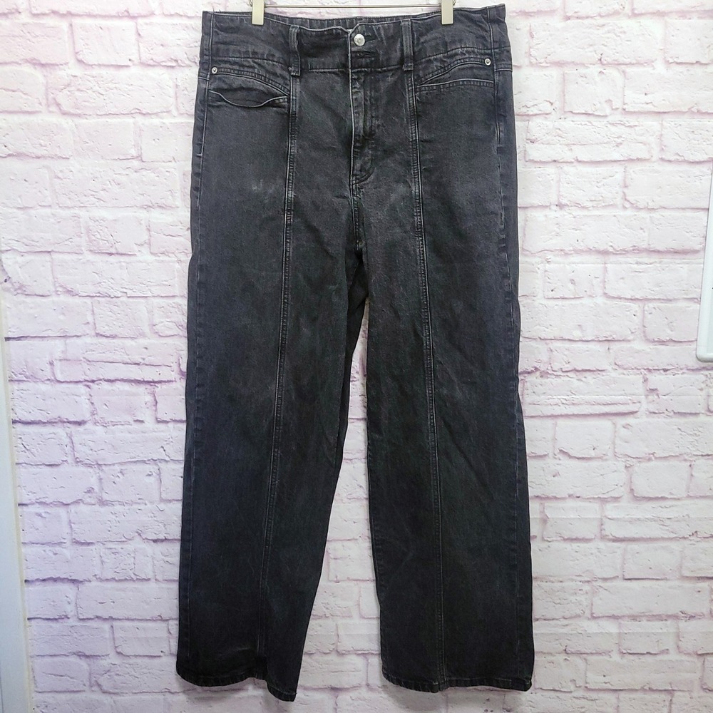 Universal Thread Front Seam Wide Leg Jeans 16R Black Denim High Rise Retro Indie